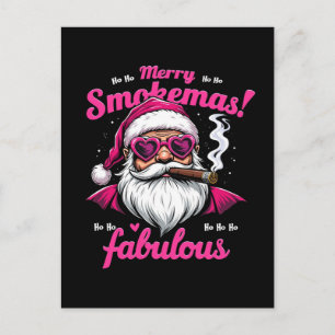 Lycklig Smokemas Funny Santa med Big Cigar Helg Vykort
