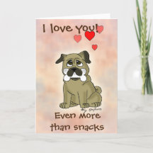 Lycklig Snack Pug Hund Valentine Day Card