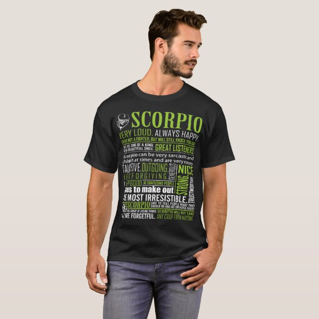 Lycklig snacksalig Zodiac för Scorpio mycket högt T Shirt (Hel framsida)