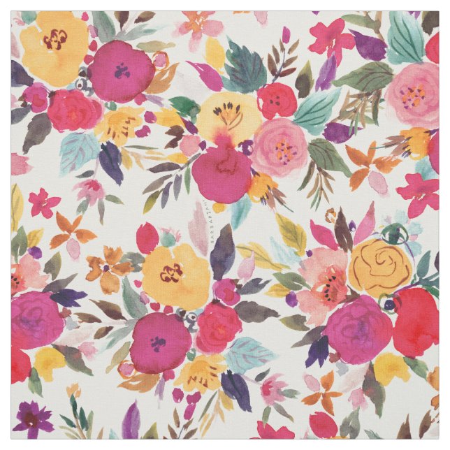LYCKLIG SNAPPY Colorful Blommigt Watercolor Fabric Tyg (Provkarta)