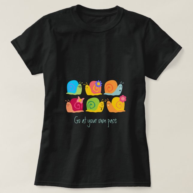 Lycklig snigel snigel egen fart t shirt (Design framsida)