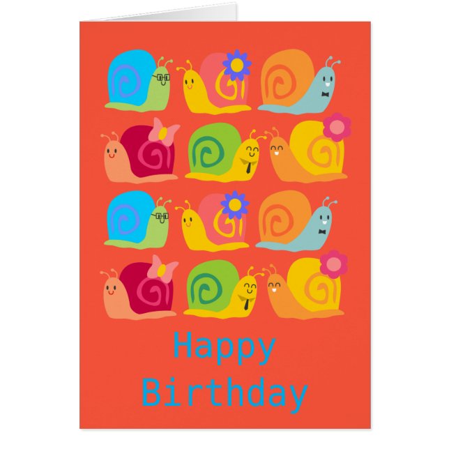 Lycklig snigel snigel hälsningskort (Framsidan)