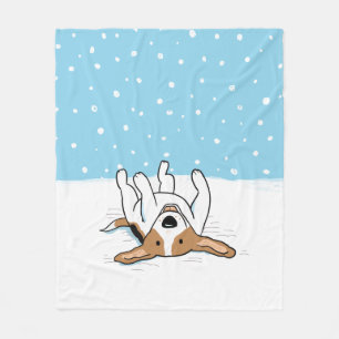Lycklig Snö Beagle Hund älskare Winter Helgdag Fleecefilt