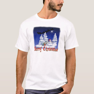Lycklig snö man vid jultiden t shirt