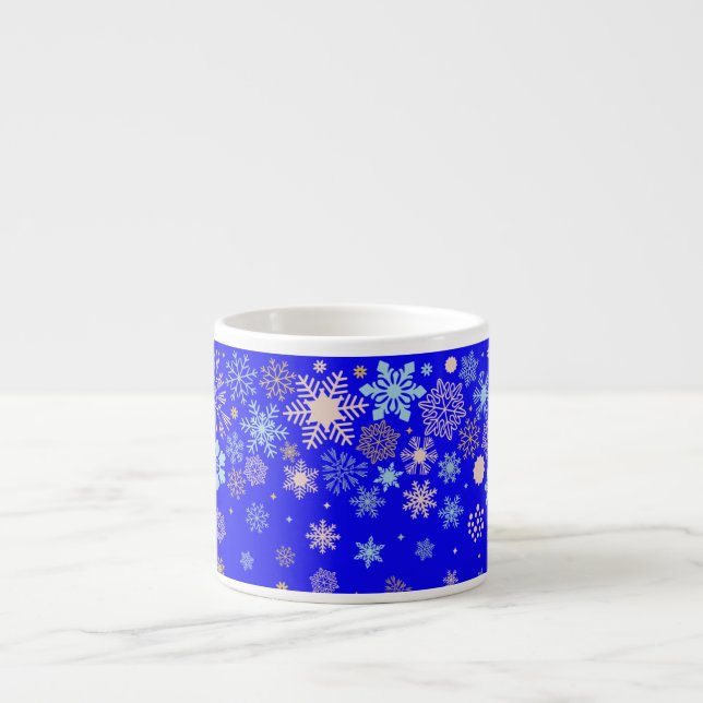 Lycklig snöflingake gräns espressomugg (Framsidan)