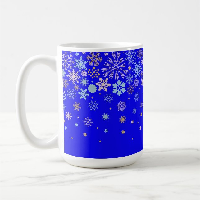 Lycklig snöflingake gräns kaffemugg (Vänster)