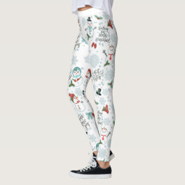 Lycklig Snögubbar Modern Helgdag-jul Mönster Leggings