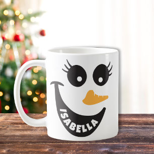 Lycklig Snögubbe Ansikte Hett Chocolate Anpassning Kaffemugg