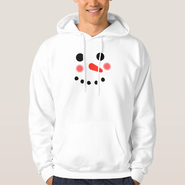 Lycklig Snögubbe Ansikte Hoodie (Framsida)