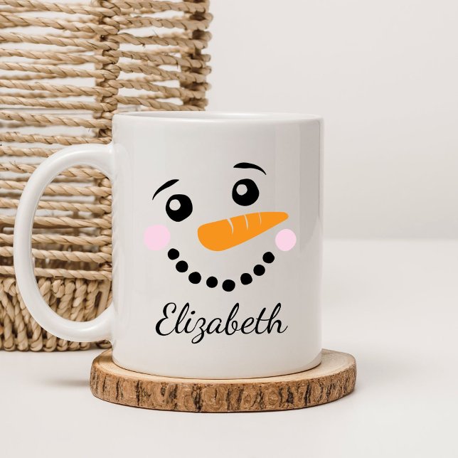 Lycklig Snögubbe Ansikte Kaffemugg (Skapare uppladdad)