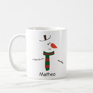 Lycklig Snögubbe Ansikte Personlig Namn Helgdag Kaffemugg