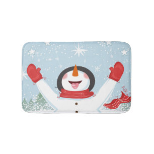 Lycklig Snögubbe Chrismas Bathmat Badrumsmatta