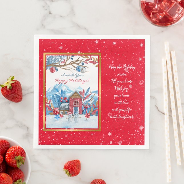 Lycklig Snögubbe Customize Pappersservett (Insitu)