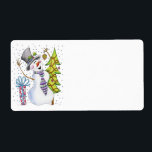 Lycklig Snögubbe-etikett Fraktsedel<br><div class="desc">Den här helgdag har ett sött snögubbe som tittar upp vid fallande snö. Använda det som adressetikett för helgdagskort och e-post,  eller som märkre för julklappar och helgdag. Att lägga till egen text är gratis och enkelt.</div>