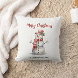 Lycklig Snögubbe God jul Anpassningsbar Family Nam Kudde