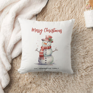 Lycklig Snögubbe God jul Anpassningsbar Family Nam Kudde