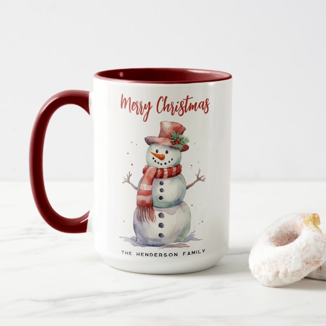 Lycklig Snögubbe God jul Anpassningsbar Family Nam Mugg (Med munk)