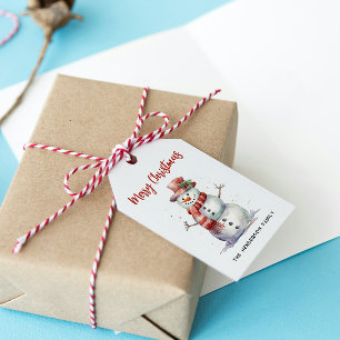 Lycklig Snögubbe God jul Anpassningsbar Family Nam Presentetikett