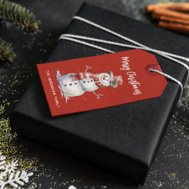 Lycklig Snögubbe God jul Anpassningsbar Family Nam Presentetikett