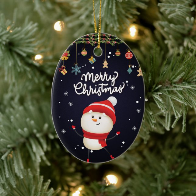 Lycklig Snögubbe God jul Julgransprydnad Keramik (Träd)