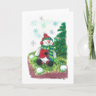 Lycklig snögubbe helgkort