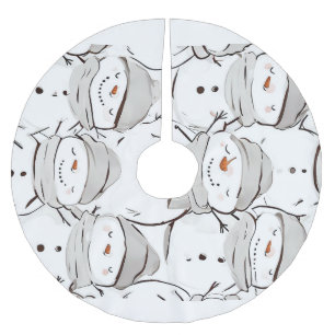 Lycklig Snögubbe Julgransmatta Borstad Polyester