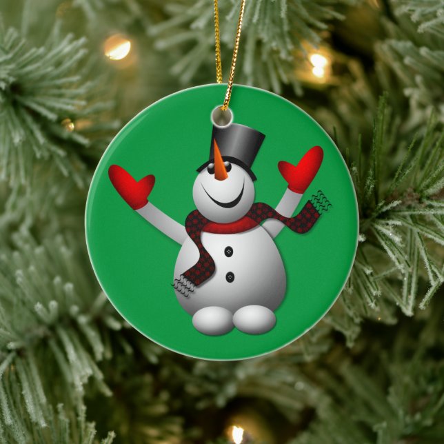 Lycklig Snögubbe Julgransprydnad Keramik (Träd)