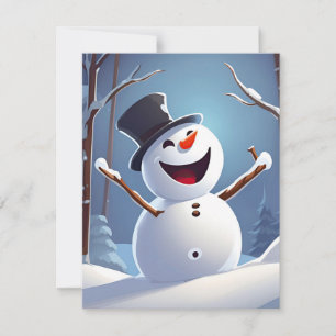 Lycklig Snögubbe Julkort