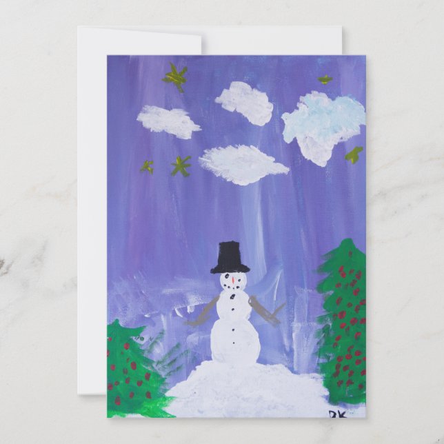 Lycklig Snögubbe Julkort (Framsida)