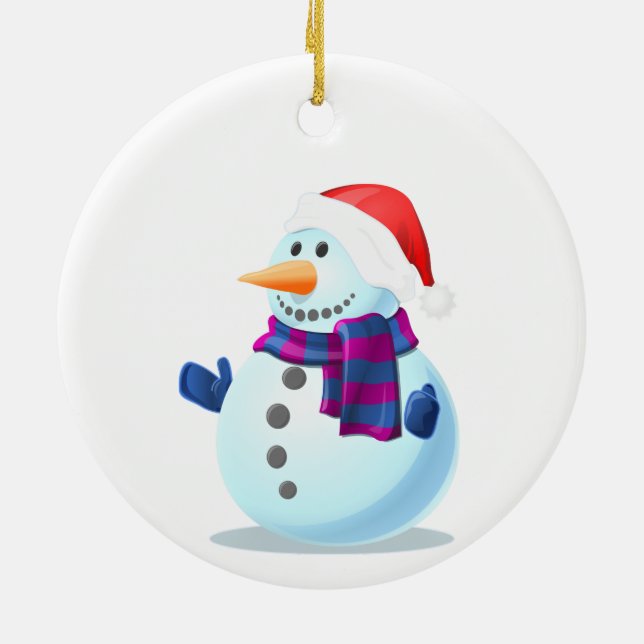 Lycklig Snögubbe julprydnad Julgransprydnad Keramik (Baksidan)