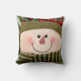 Lycklig snögubbe kudde