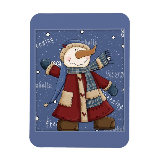 Lycklig Snögubbe Magnet (Vertikal)