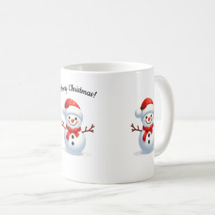 Lycklig Snögubbe med röd julhatt Kaffemugg