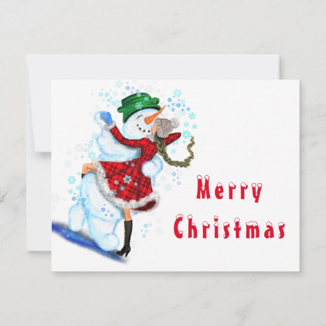 Lycklig Snögubbe och Girl Dance Tango God jul (Baksida)