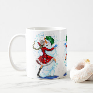 Lycklig Snögubbe och Girl Dance Tango jul Kaffemugg