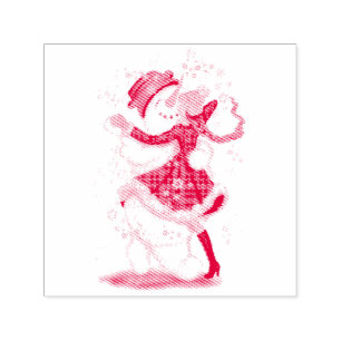 Lycklig Snögubbe och Girl Dance Tango jul Party Självfärgande Stämpel