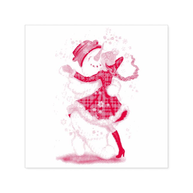 Lycklig Snögubbe och Girl Dance Tango jul Party Självfärgande Stämpel (Design)