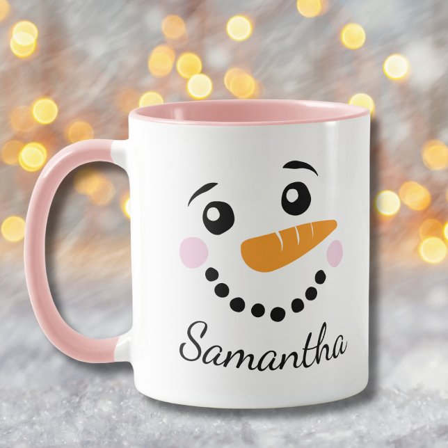 Lycklig Snögubbe Personlig Ansikte Namn jul i Kaffemugg (Skapare uppladdad)