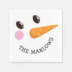 Lycklig Snögubbe Personlig-familjen Namn Winter Pappersservett