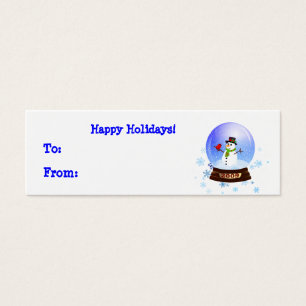 Lycklig Snögubbe Snowglobe Helgdag Gift Märkres Litet Visitkort