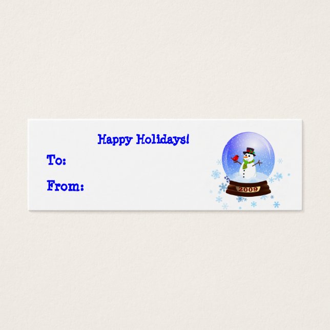 Lycklig Snögubbe Snowglobe Helgdag Gift Märkres Litet Visitkort (Framsidan)