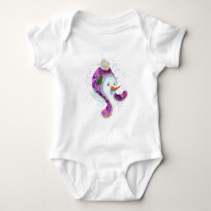 Lycklig Snögubbe vid Lila Rosa Beanie Winter Hat T Shirt