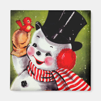Lycklig Snögubbe Vintage Magnet