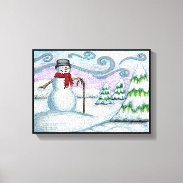 Lycklig Snögubbe Winter Wonderland Wrapped Canvas (Framsida)