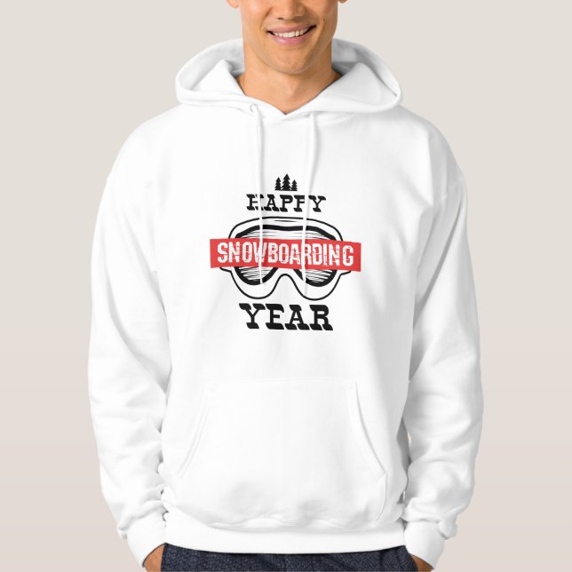 Lycklig Snowboarding År! Hoodie (Framsida)