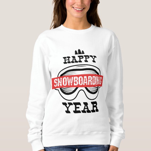 Lycklig Snowboarding År! T Shirt (Framsida)