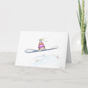 Lycklig Snowboarding Birthday Kort