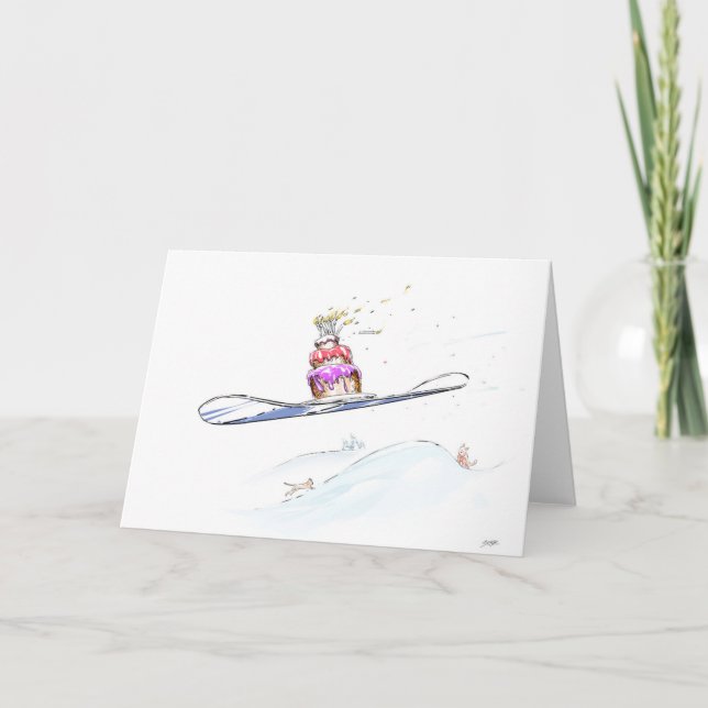 Lycklig Snowboarding Birthday Kort (Framsida)