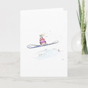 Lycklig Snowboarding Birthday Kort