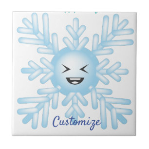 Lycklig Snowflake Emoticon Thunder_Cove Kakelplatta